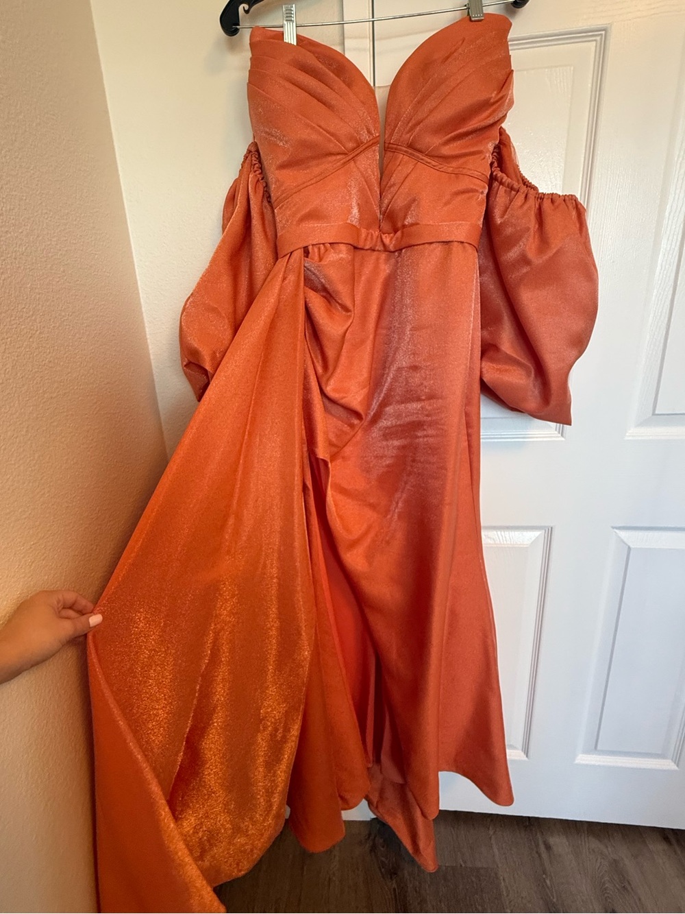 Alchera Off-Shoulder Evening Dress in Orange